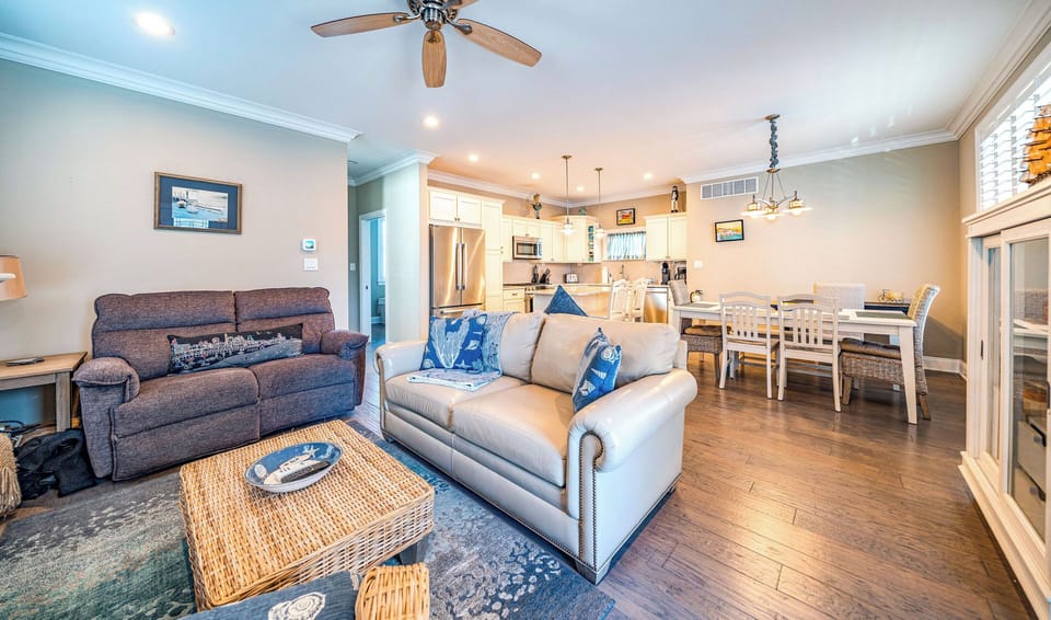 View of living room and dining area
