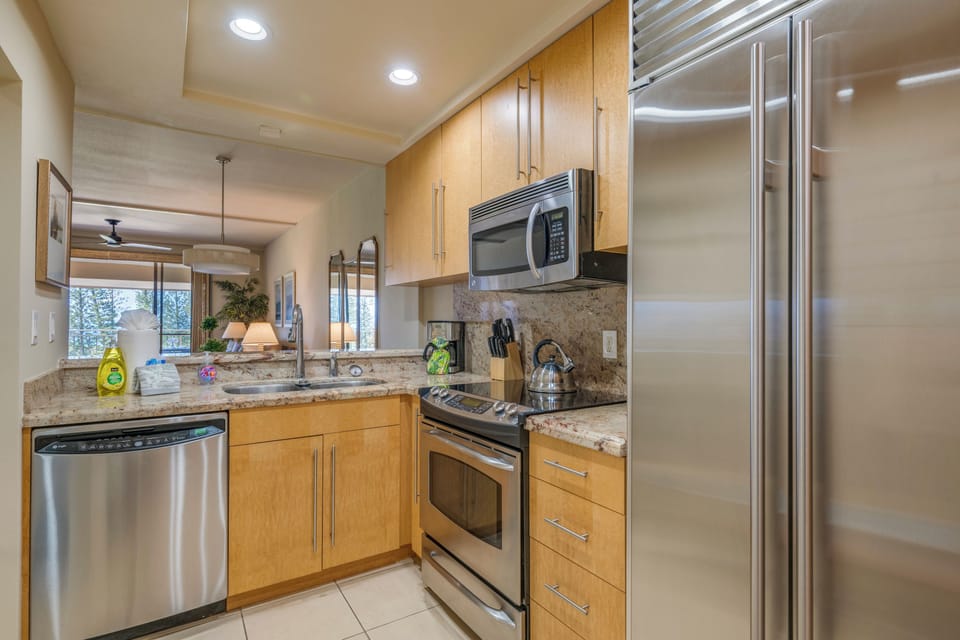 Bright, modern, and fully equipped—this kitchen makes island living effortless.
