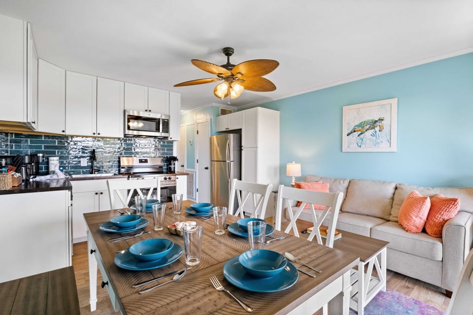 Gather to cook, eat, watch TV, or just hang out.