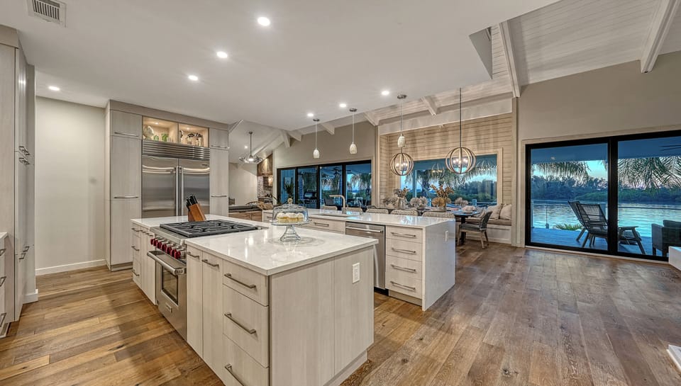 Chef's dream kitchen, where Wolf and Sub-Zero meet morning mimosas and candlelit dinner prep.