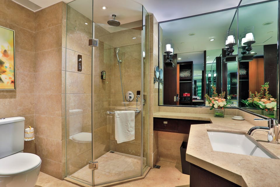 Deluxe Twin Room, Non Smoking, City View | Bathroom | Shower, rainfall showerhead, free toiletries, hair dryer