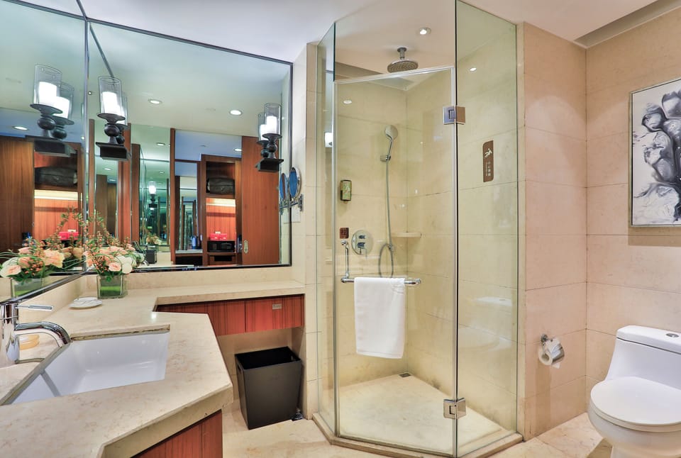 Deluxe Twin Room, Non Smoking, City View | Bathroom | Shower, rainfall showerhead, free toiletries, hair dryer
