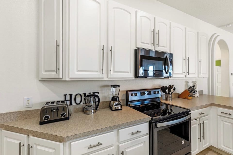 Open concept kitchen with modern appliances
