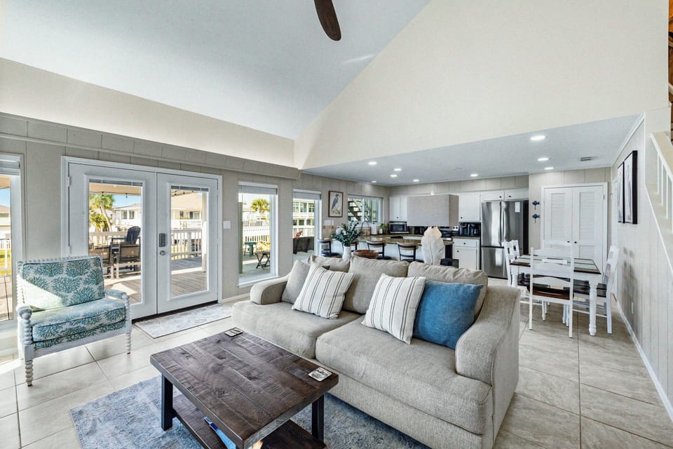 Living room overlooking the canal and bay view