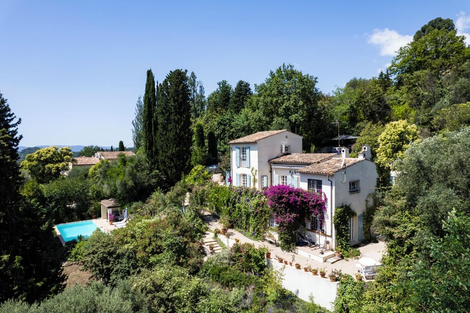 Drone view of villa taken from the apartment side