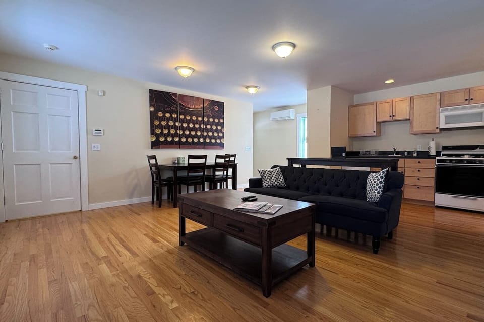 Open-concept apartment with Living room, kitchen, and dining area