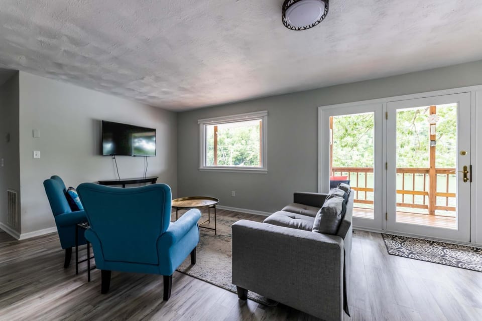 Relax with comfortable seating and a flat-screen TV