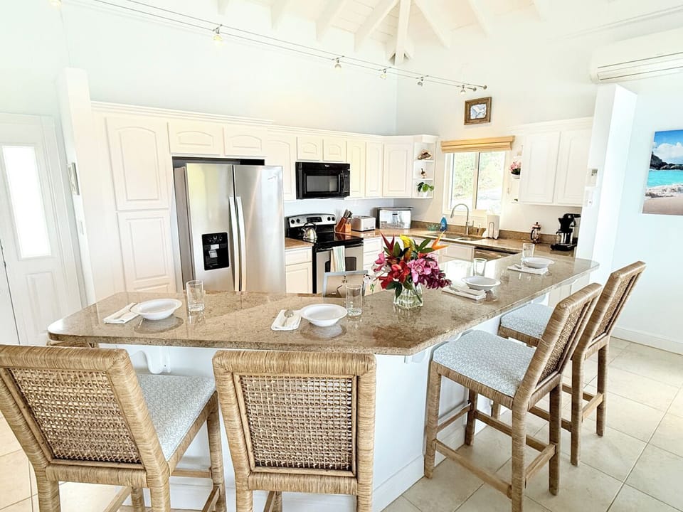 The kitchen island is a perfect spot to plan your day