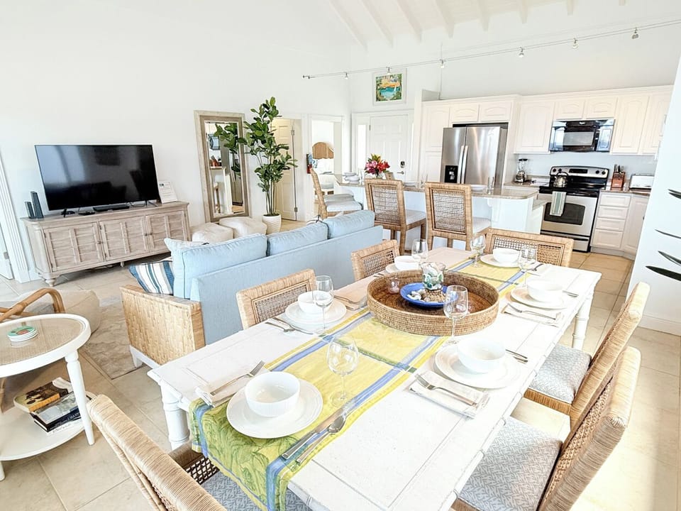 Looking from the interior dining to the kitchen and entrance