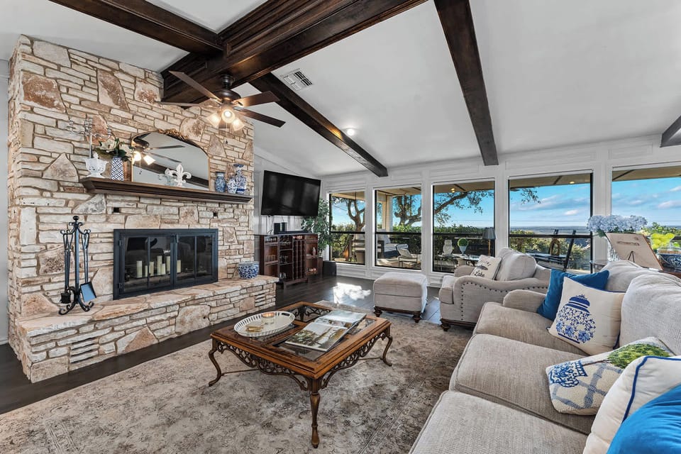 Relax and unwind in this spacious living room.