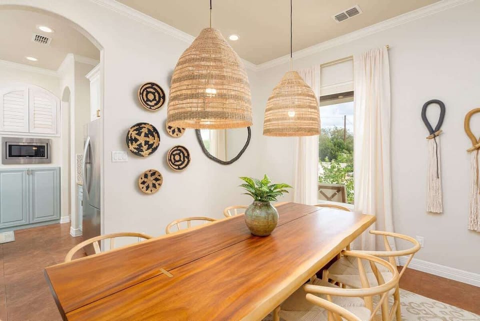 Dine in style in this beautifully set dining space.
