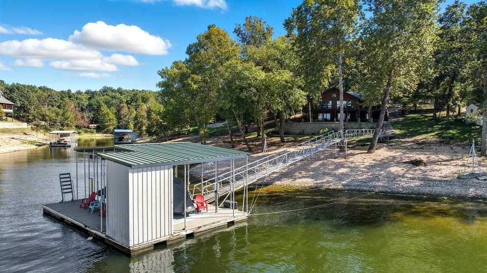 View of dock and home from the water