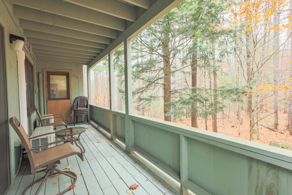 Deck spans from the master bedroom to the living area