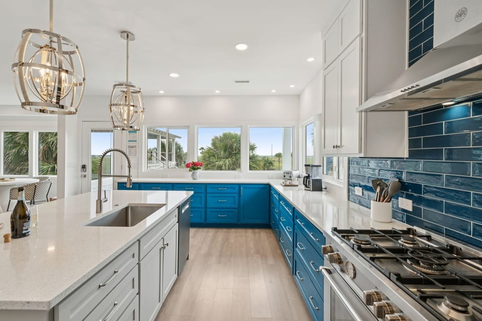 The beautiful, fully stocked kitchen is ready for your group's feasting. Just bring the groceries—we provide the rest!