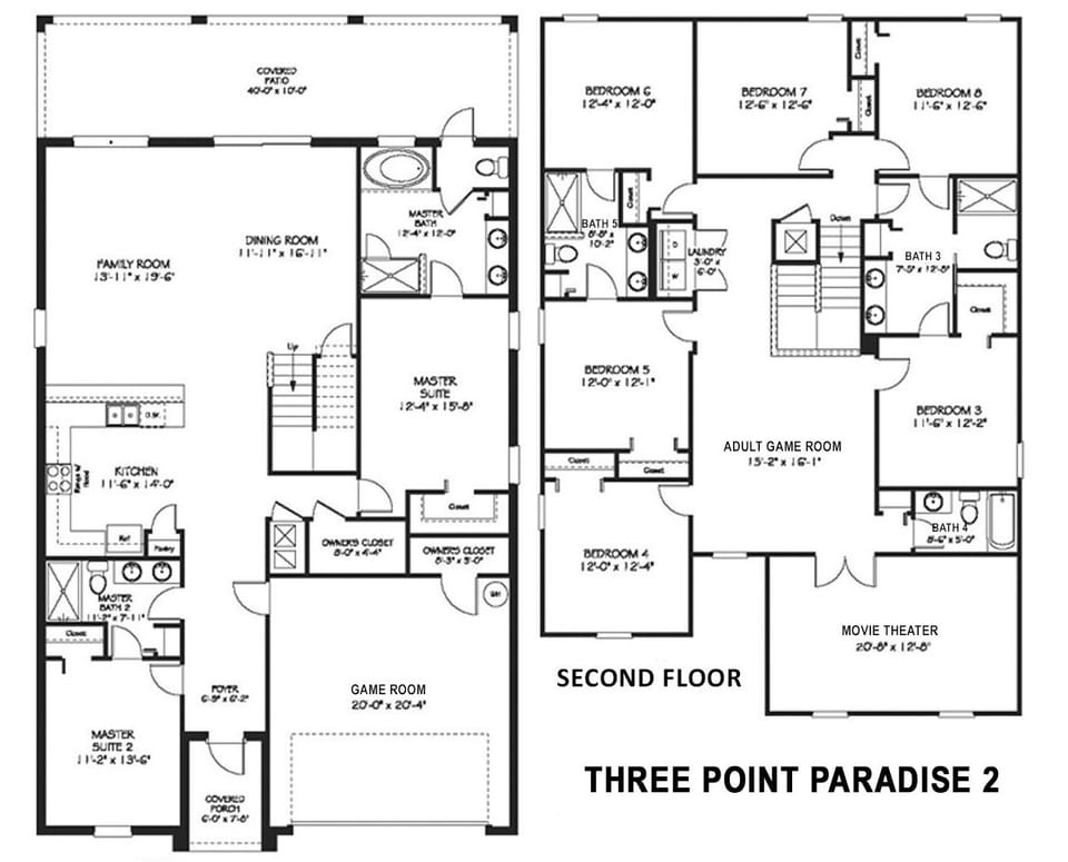 Floor Plan - The following bedrooms and bathrooms are labeled per this plan.