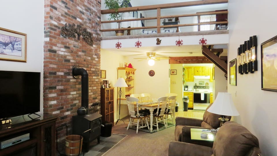View of sleeping loft from living room