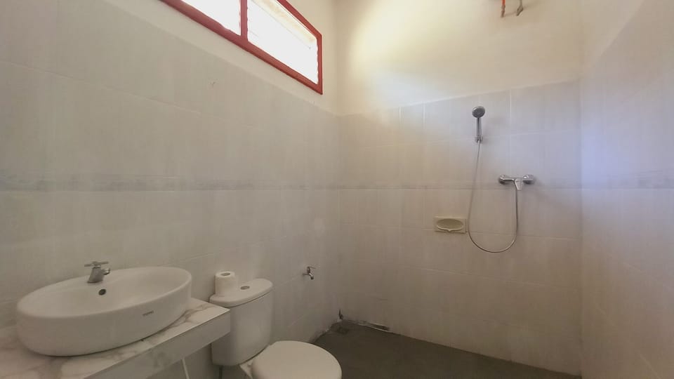 Shower, bidet, towels, toilet paper