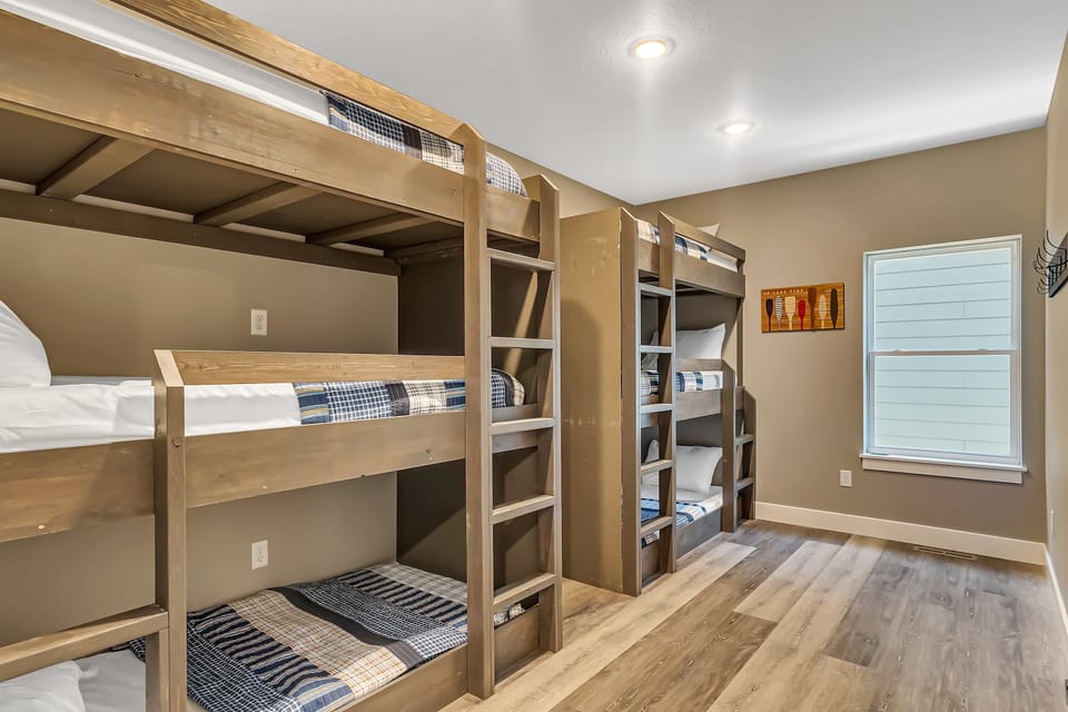 Bedroom 3 has beds stacked three high!