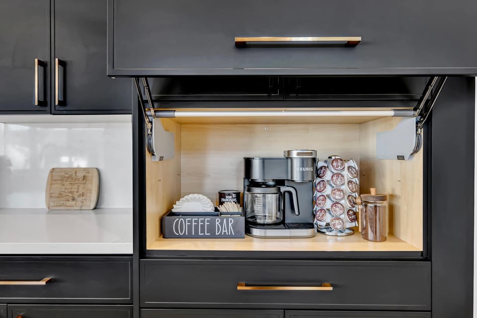 Coffee provided! Don Francisco's organic coffee pods and grounds. Enjoy your mornings