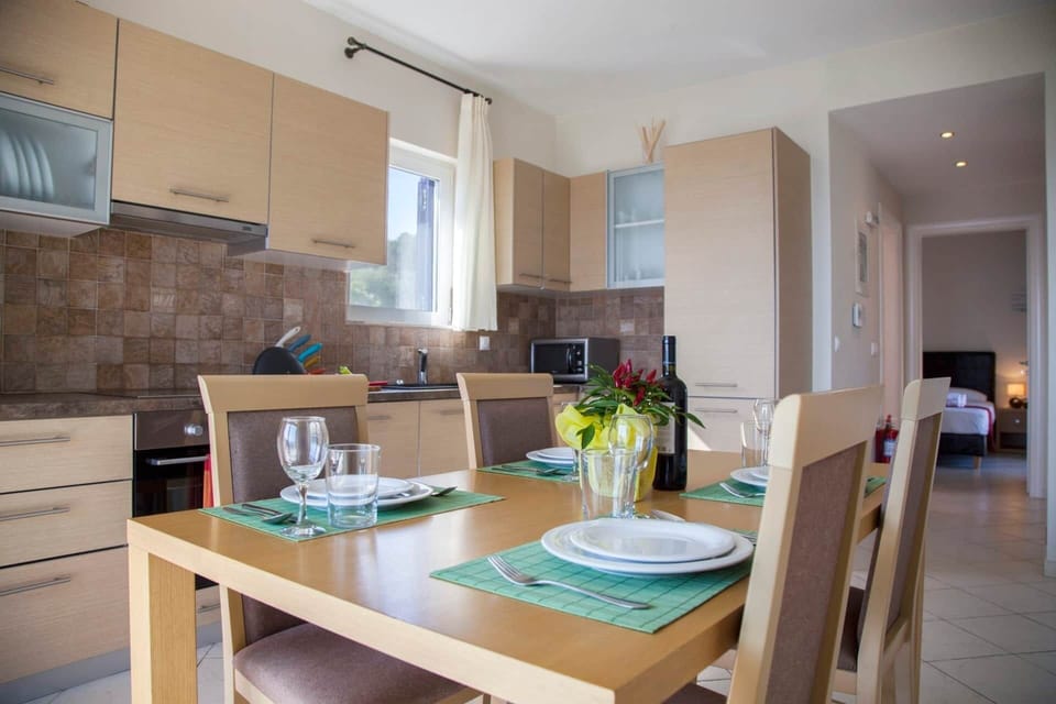 Dining table with kitchen