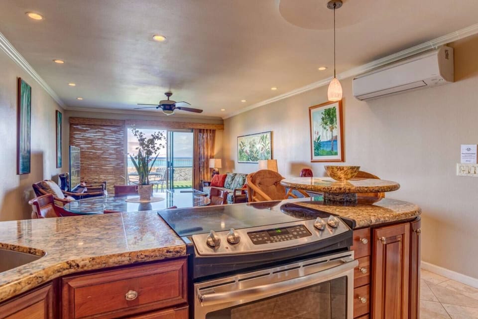 Kitchen - fully equipped to prepare meals while enjoying the ocean viewsa meal
