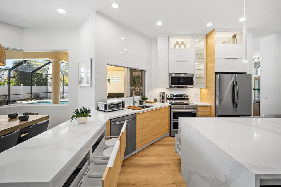 Complete with all top of the line kitchen appliances