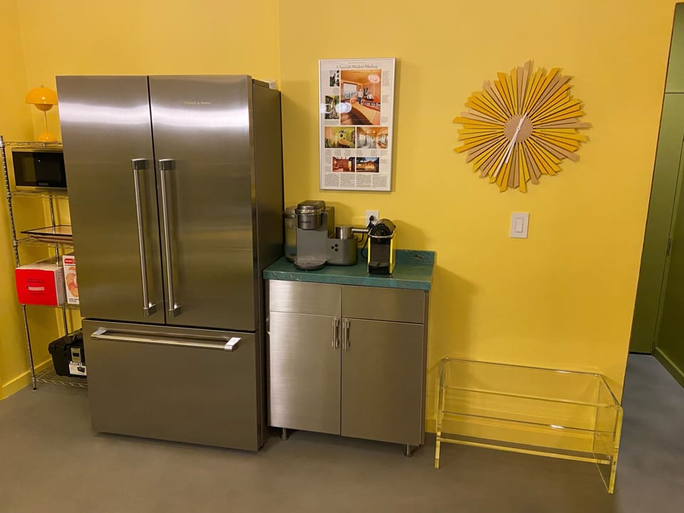 Fisher & Paykel refrigerator,  Nespresso, Keurig with frother, mircrowave 