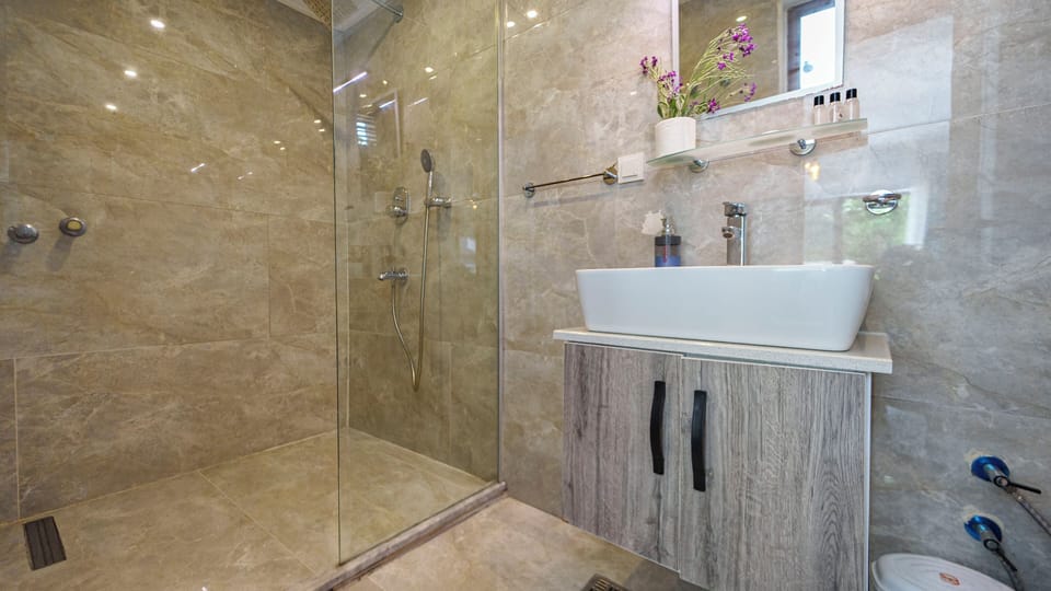 Standard Triple Room | Bathroom | Shower, hair dryer, slippers, towels