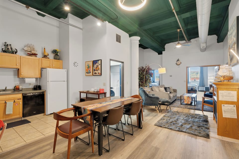 The dining area and living 