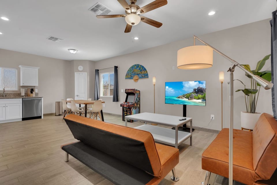 Comfortable open Living Room Space. Perfect for unwinding and watching a movie!