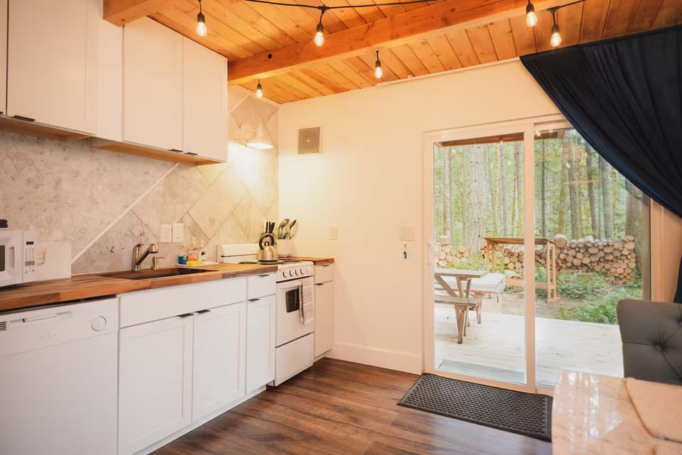 Look out into the woods while you have your morning coffee