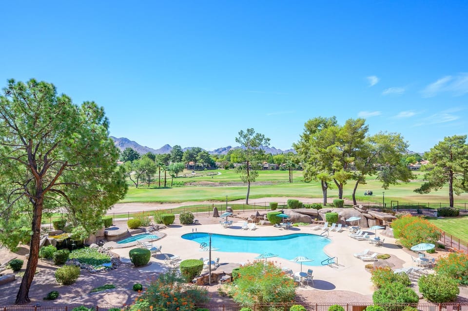 View of pool below that gets full sun all day.