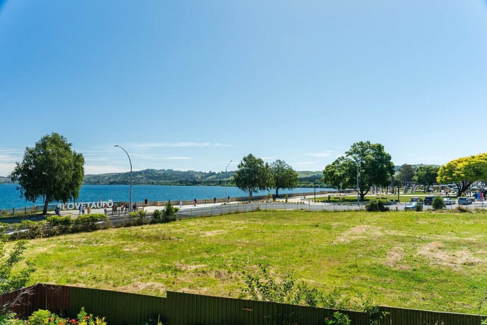 Scenic views of Taupo town and lake front