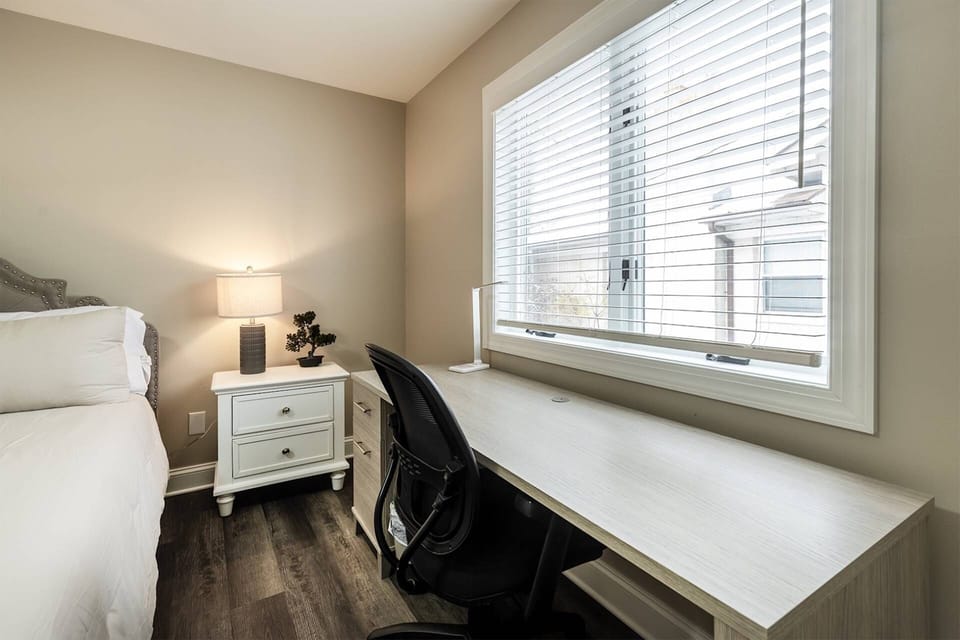 Working on vacation? The main floor Queen suite has a desk space.