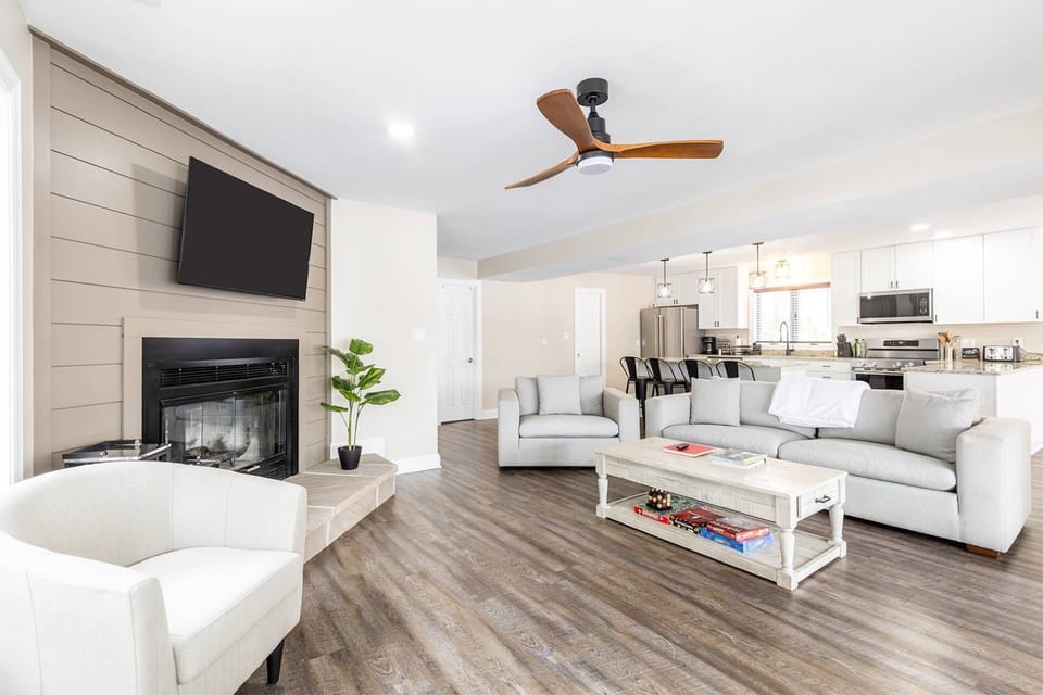 Back inside, there's plenty of room for everyone to spread out in the family room.