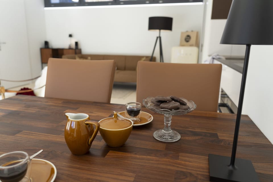 Dining area with a stylishly laid table