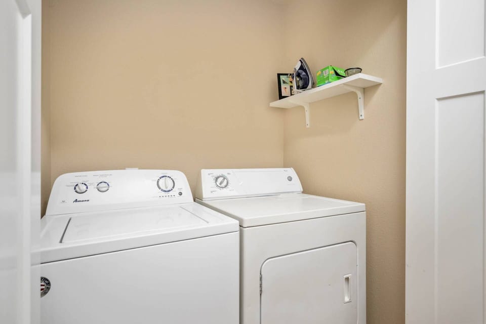 This rental has an up to date washing machine and dryer for guest use.