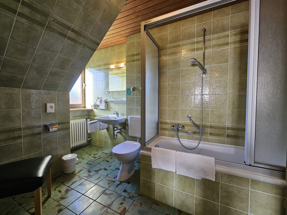 Double Room | Bathroom | Hair dryer, towels, toilet paper