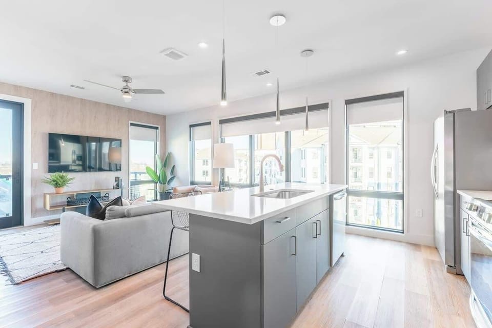 Sunlit space with modern decor, perfect for relaxation after Nashville adventures!