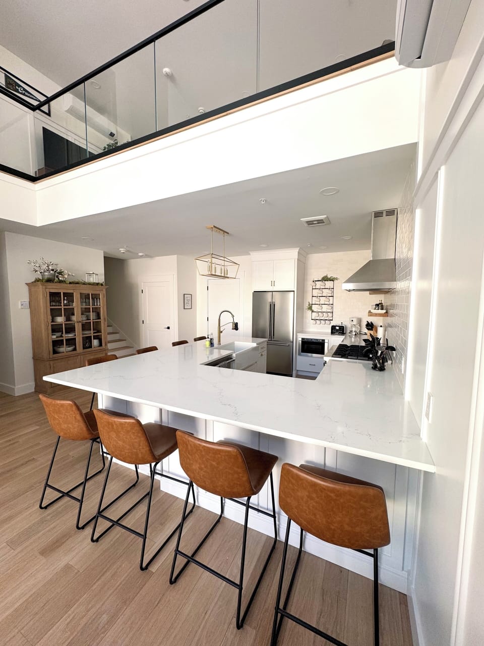 The fully-equipped kitchen with luxury finishes and appliances.