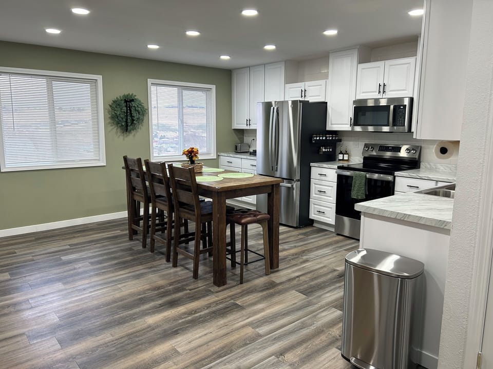 Table that doubles for an island with seating for 8!