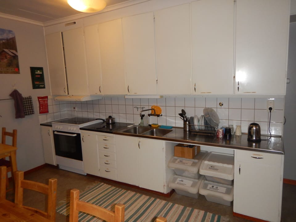 Full-size fridge, microwave, oven, stovetop