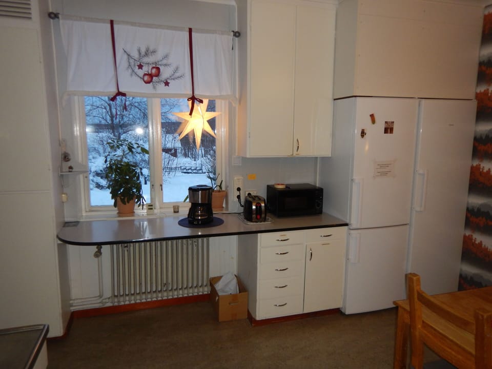 Full-size fridge, microwave, oven, stovetop