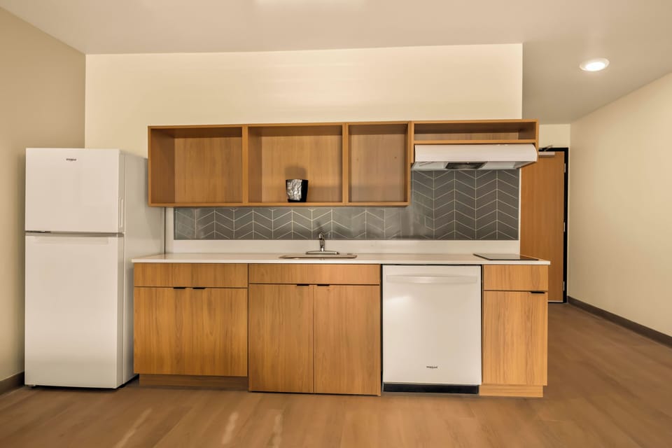Suite, 1 King Bed, Accessible, Non Smoking | Private kitchen | Full-size fridge, microwave, stovetop, dishwasher