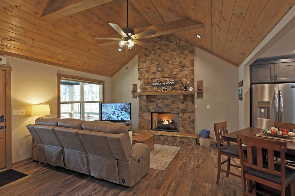 seasonal fireplace in the main living space.
