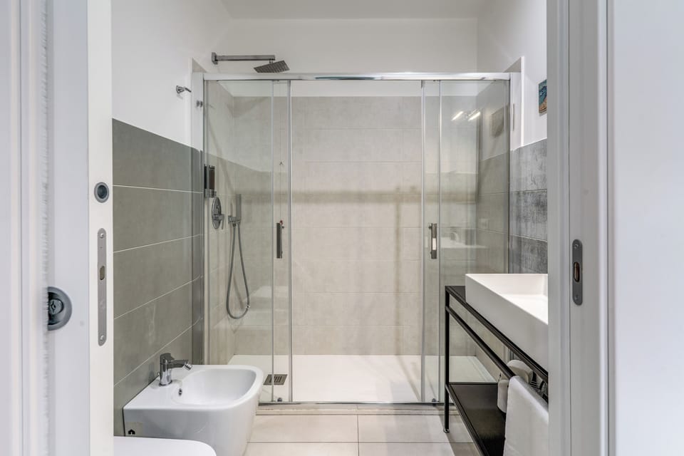 Classic Double Room | Bathroom | Shower, hair dryer, bidet, towels
