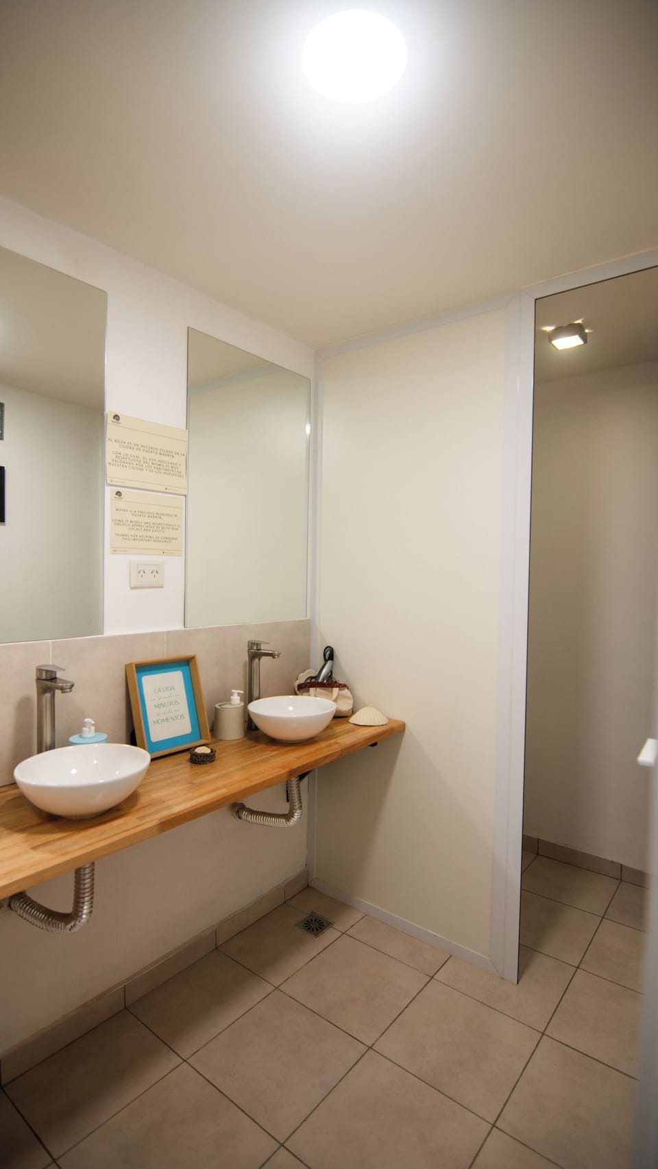 Separate tub and shower, hair dryer, towels, toilet paper