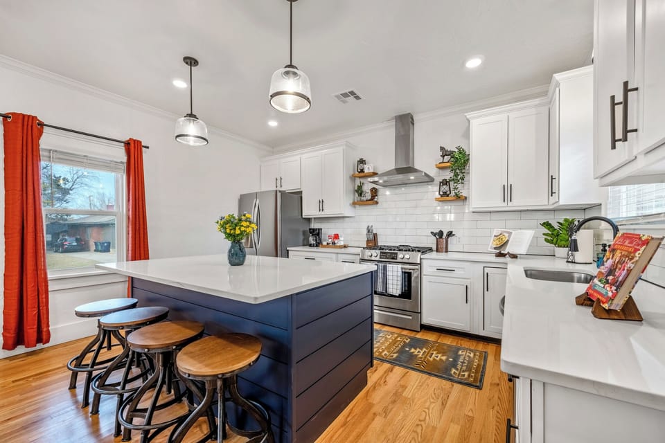 Fully equipped kitchen with modern appliances