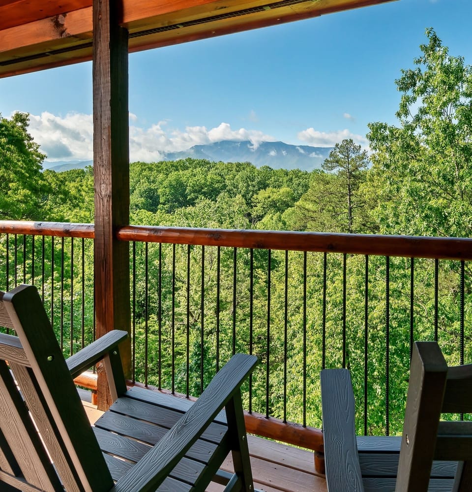 Amazing mountain views from one of the cabin's three private decks.