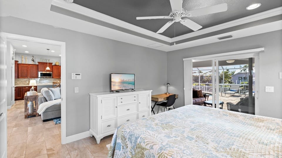 King bed master suite with desk